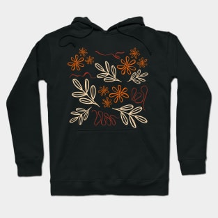 Orange Flowers and Leaves Pattern Hoodie